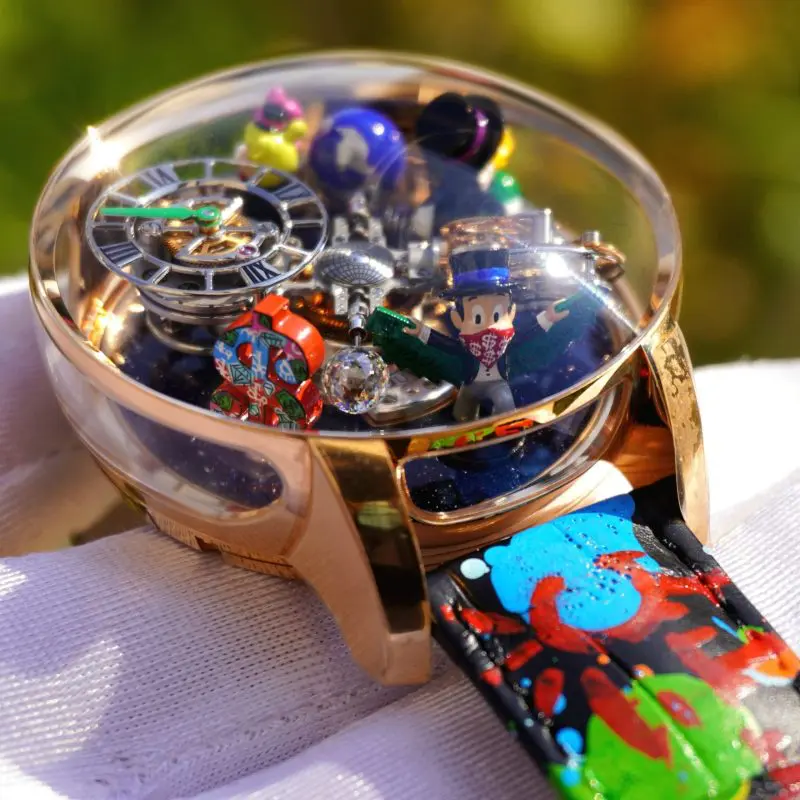 Pre-Owned Jacob & Co. Astronomia 'Alec Monopoly' Double Tourbillon, Engraved, Lacquered, Miniature Painting  AT102.40.AG.AA.ABALA