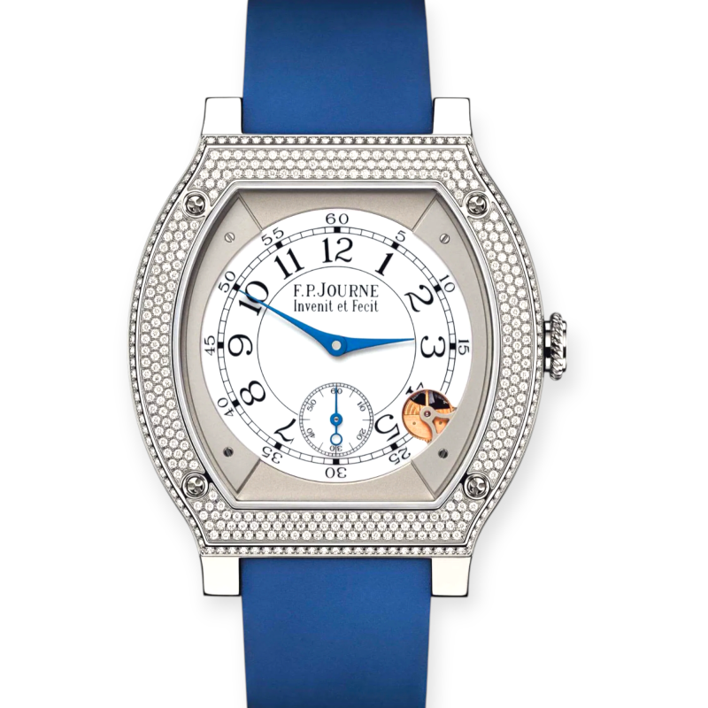 Pre-Owned F.P Journe Elegante 48mm Titanium Diamond-Set Bezel Blue Strap Men's Watch ELHT