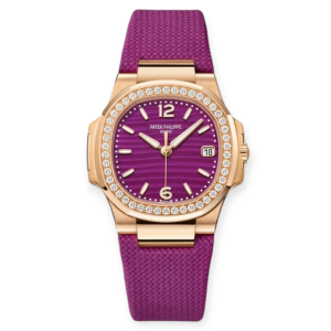 Pre-Owned Patek Philippe Ladies Nautilus Full Rose Gold Purple Dial 32mm 7010R-013