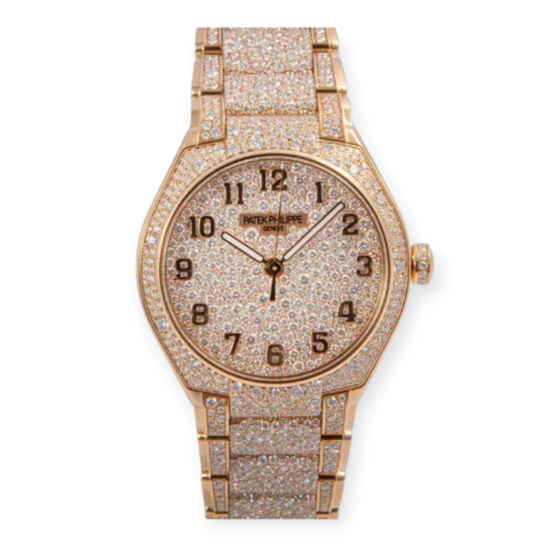 Pre-Owned Patek Philippe Twenty~4 Automatic Rose Gold full Diamond Paved Ladies Watch 7300/1450R-001