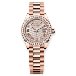 Pre-Owned Rolex DateJust 28mm Diamond Paved Dial President Bracelet 279135RBR-0021
