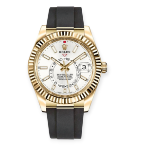 Pre-Owned Rolex Sky-Dweller 42mm Yellowgold White Index Dial Oysterflex 326238