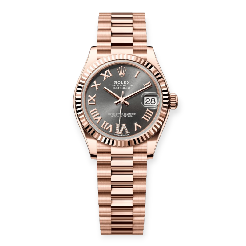 Pre-Owned Rolex DateJust 31mm Rose Gold Slate Diamond Set Dial 278275-0033