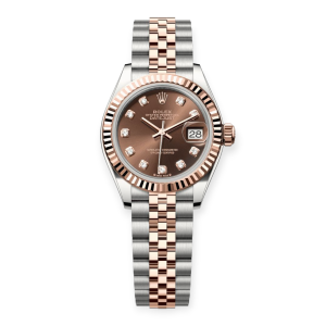 Pre-Owned Rolex DateJust 28mm Steel & Rose Gold Chocolate Diamond-Set Dial  279171-0011
