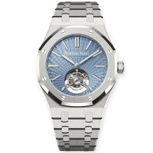 Pre-owned Audemars Piguet Royal Oak Flying Tourbillon Light Blue Dial 41mm 26530PT.OO.1220PT.01
