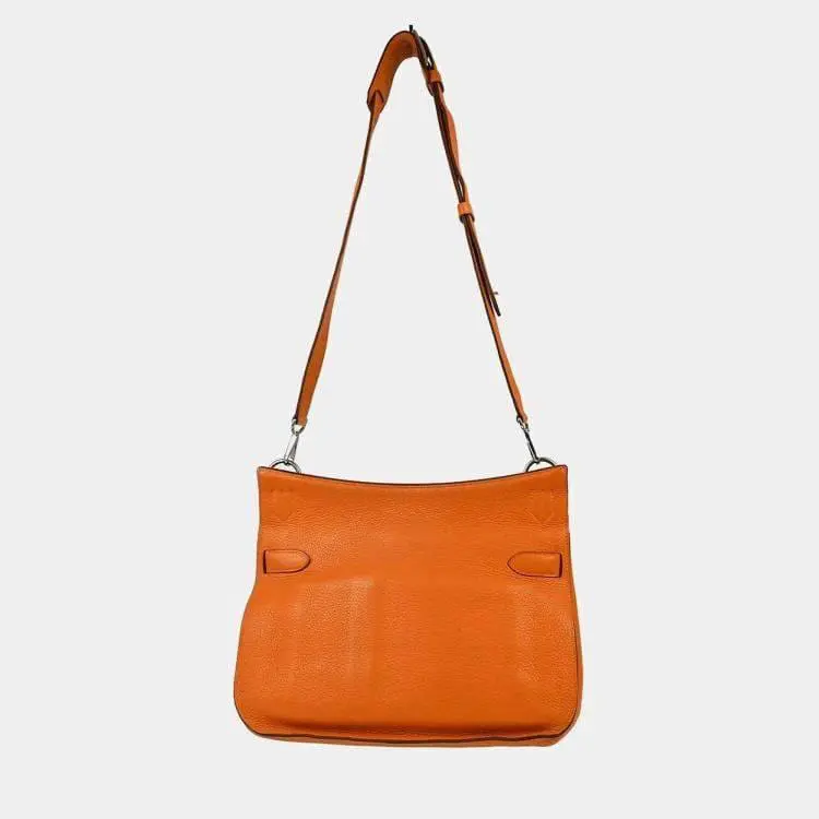 Pre-Ownes Hermes Orange Taurillon Clemence Leather Jypsiere 34 Bag PHW - Image 4