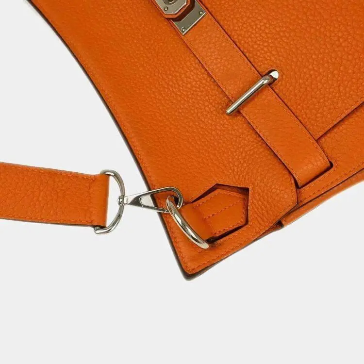 Pre-Ownes Hermes Orange Taurillon Clemence Leather Jypsiere 34 Bag PHW - Image 5