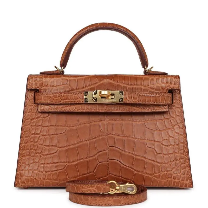 Pre-Owned Hermes Kelly 20 Sellier Gold Matte Alligator GHW