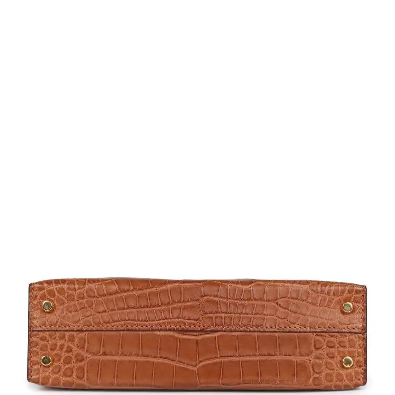 Pre-Owned Hermes Kelly 20 Sellier Gold Matte Alligator GHW