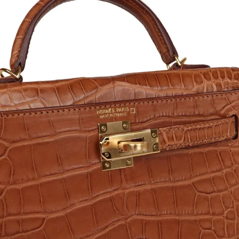 Pre-Owned Hermes Kelly 20 Sellier Gold Matte Alligator GHW