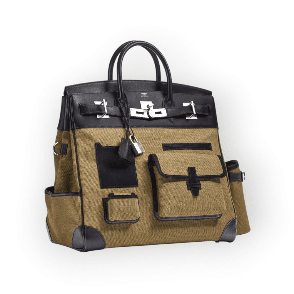 Pre-Owned Hermes Birkin 40 Cargo Hac Olive Canvas & Black Swift Leather - Image 2