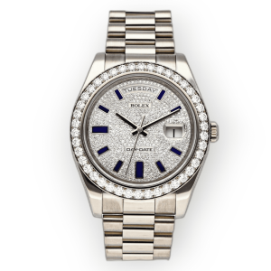 Pre-Owned Rolex Day-Date II Diamond Set Dial & Bezel White Gold 41mm 218349