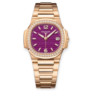 Pre-Owned Patek Philippe Ladies Nautilus Full Rose Gold Purple Dial 32mm 7010/1R-013