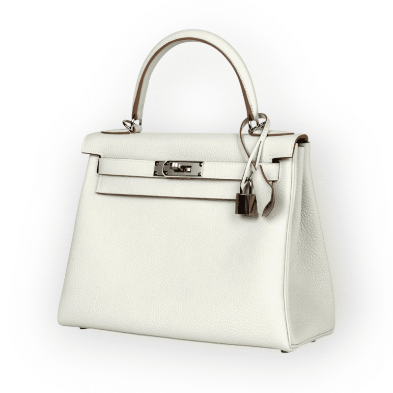 Pre-Owned Hermes Kelly 28 Retourne Gris Pale Togo PHW