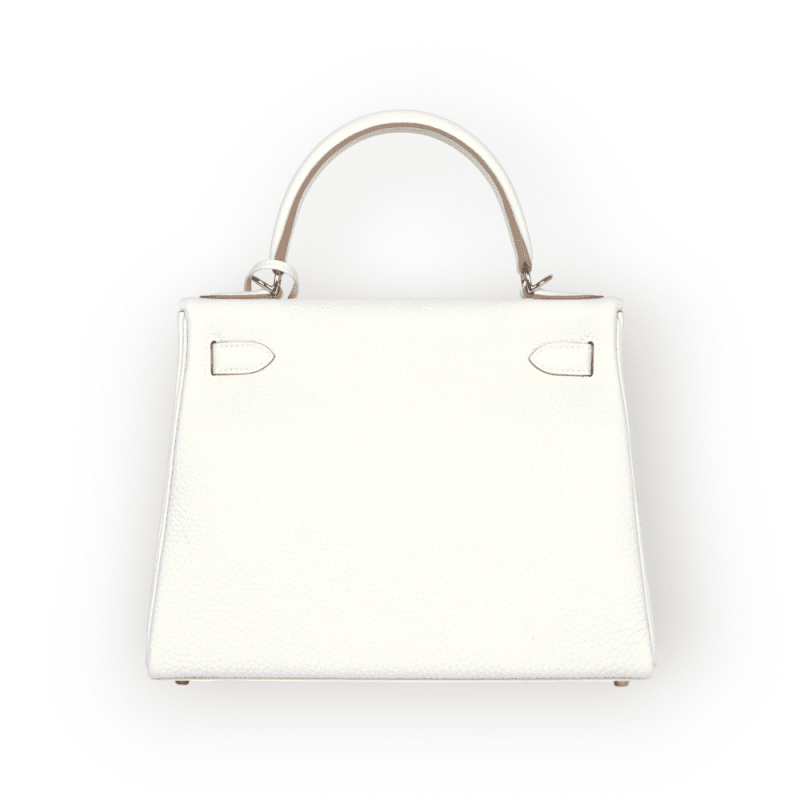Pre-Owned Hermes Kelly 28 Retourne Gris Pale Togo PHW