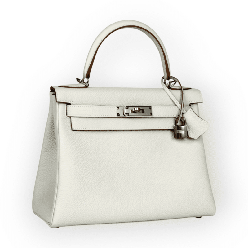 Pre-Owned Hermes Kelly 28 Retourne Gris Pale Togo PHW