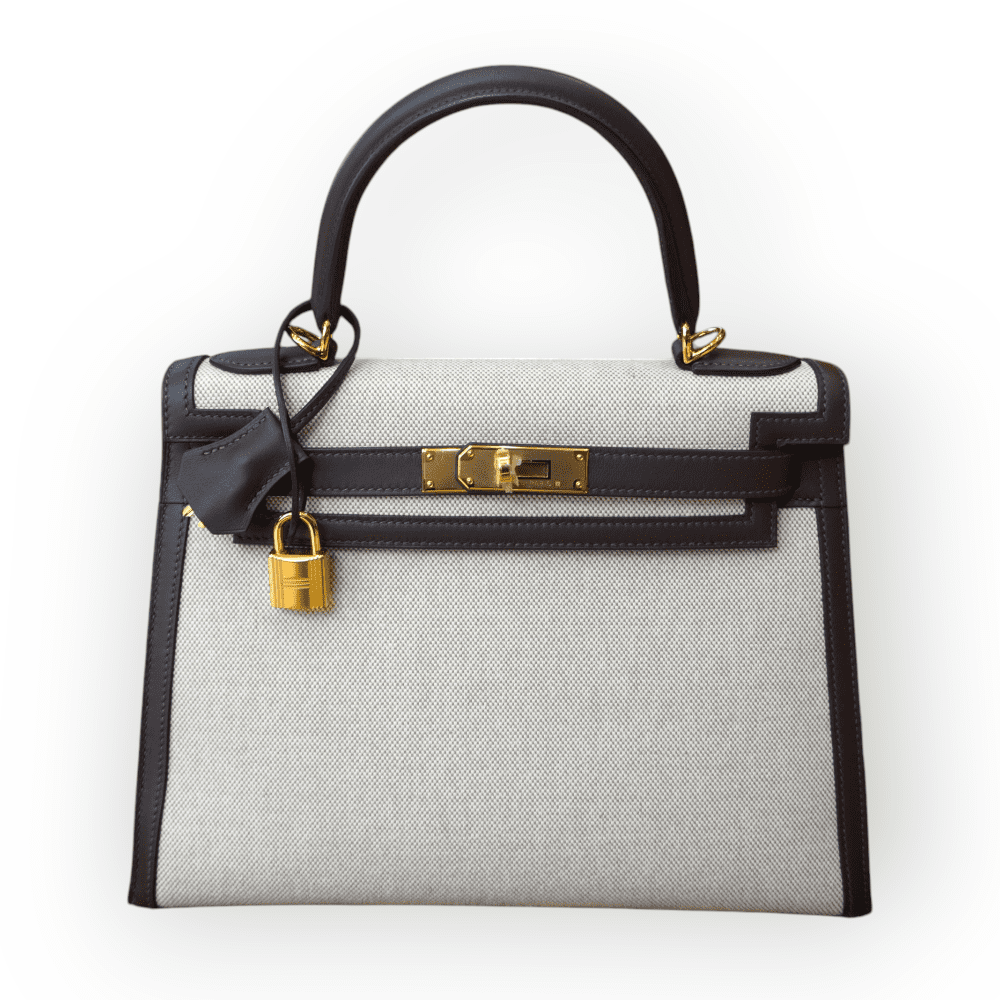Pre-Owned Hermes Kelly 28 Sellier Toile Swift GHW