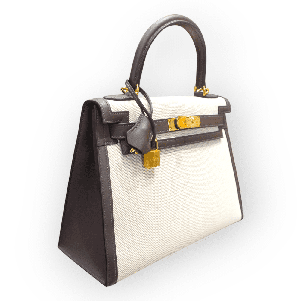 Pre-Owned Hermes Kelly 28 Sellier Toile Swift GHW - Image 2