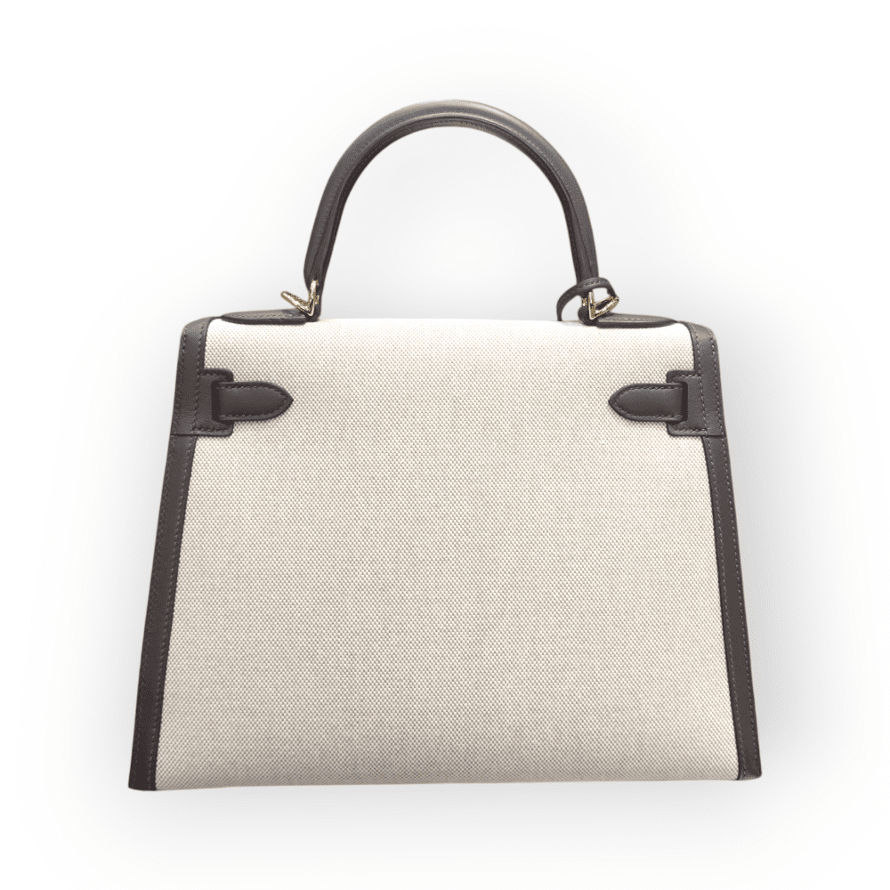 Pre-Owned Hermes Kelly 28 Sellier Toile Swift GHW - Image 4