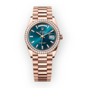 Pre-Owned Rolex Daydate 36mm Rose Gold Blue-Green Dial President 128345RBR-0083