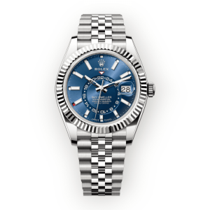 Pre-owned Rolex Sky-Dweller 42mm Oystersteel Bright Blue Dial Jubilee 336934-0006