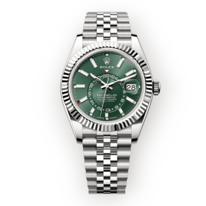 Pre-owned Rolex Sky-Dweller 42mm Oystersteel Mint Green Dial Jubilee 336934-0002