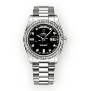 Pre-Owned Rolex Day-Date II Black Diamond Set Dial & Bezel White Gold 41mm 218349