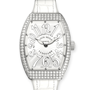 Pre-Owned Franck Muller Ladies Vanguard Afterset Diamonds Steel 35mm White Dial V35QZACBC