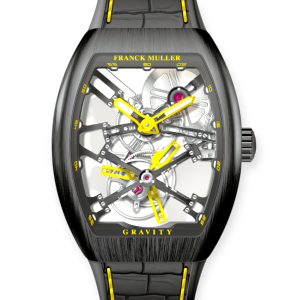 Pre-Owned FRANCK MULLER V45 Vanguard Gravity Skeleton Tourbillon Brushed Black Titanium Yellow V45TGRAVITYCSSQT(TTBRJA)