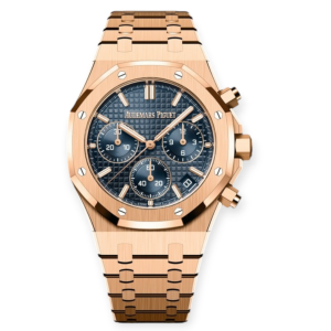 Pre-owned Audemars Piguet Royal Oak Chronograph 50th Anniversary 41mm Blue Dial Rose Gold  26240OR.OO.1320OR.01