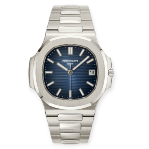 Pre-owned Patek Philippe Nautilus White Gold 40mm Blue Dial 5811/1G-001