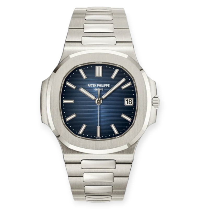 Pre-owned Patek Philippe Nautilus White Gold 40mm Blue Dial 5811/1G-001