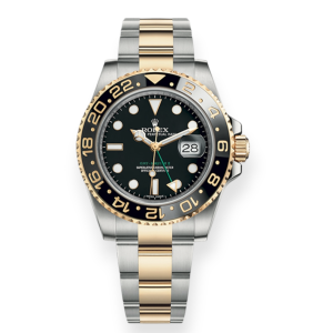 Pre-owned Rolex GMT-Master II Steel & Yellow Gold Black Dial Green Hands 40mm 116713LN