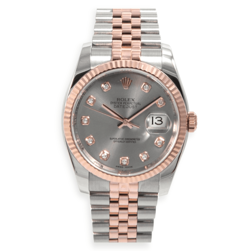 Pre-Owned Rolex DateJust 36mm Steel & Rose Gold Grey Diamond Dial 116231