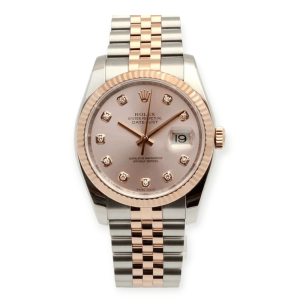 Pre-Owned Rolex DateJust 36mm Steel & Rose Gold Pink Sundust Diamond Dial 116231