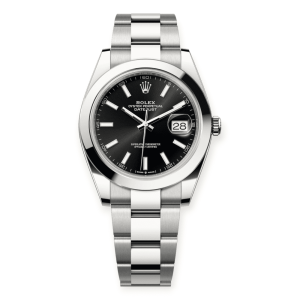 Pre-Owned Rolex DateJust 41mm Bright Black Dial Smooth Bezel Oyster 126300-0011