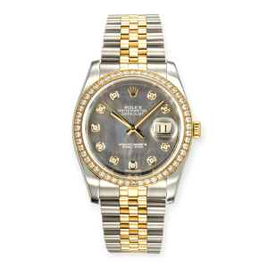 Pre-owned Rolex DateJust 36mm Dark MOP-Diamond Set Dial Jubilee 116243-0036