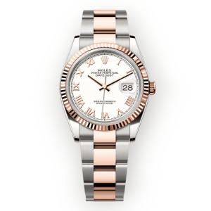 Pre-owned Rolex DateJust Steel & Rose Gold White Roman Dial 36mm Oyster 126231-0016
