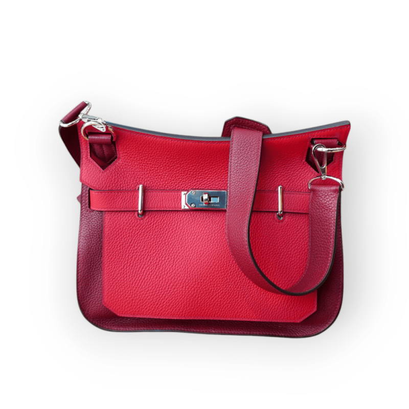 Pre-Owned Hermes Bicolor Casaque/Rouge Taurillon Clemence Leather Jypsiere 31 Bag PHW