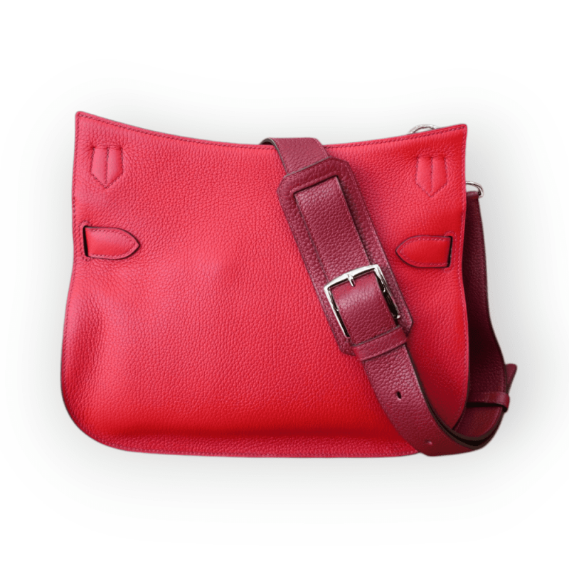 Pre-Owned Hermes Bicolor Casaque/Rouge Taurillon Clemence Leather Jypsiere 31 Bag PHW