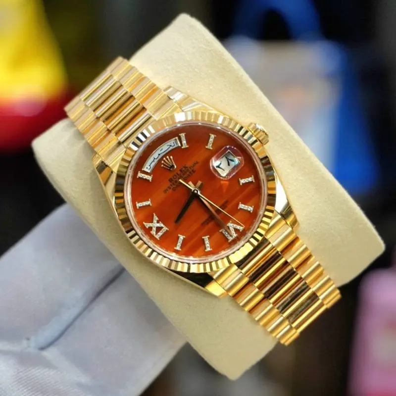 Pre-Owned Rolex Day-Date Yellow Gold 36mm Carnelian Diamond-set Dial President 128238-0088