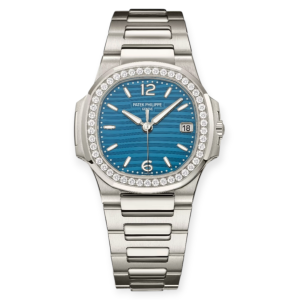 Pre-Owned Patek Philippe Ladies Nautilus Full White Gold Azure Blue Dial 32mm 7010/1G-013