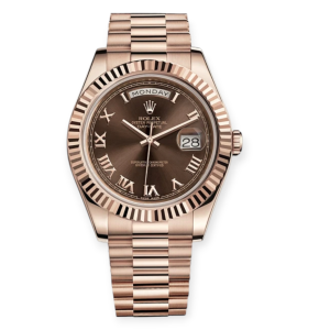 Pre-Owned Rolex Day-Date II Rose Gold Chocolate Roman Dial 41mm President 218235