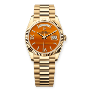 Pre-Owned Rolex Day-Date Yellow Gold 36mm Carnelian Diamond-set Dial President 128238-0088