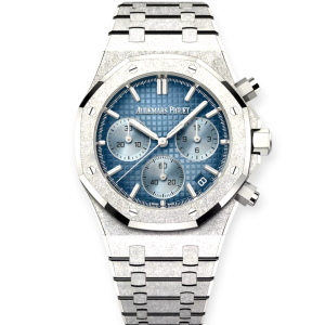 Pre-Owned Audemars Piguet Royal Oak Selfwinding Chronograph Special Edition Smoked Blue Dial Frosted Bezel & Bracelet 26240BC.GG.1324BC.02