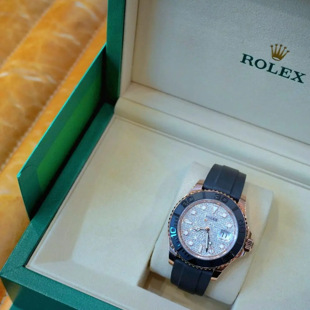 Pre-Owned Rolex Yatch-Master 40mm Rose Gold Diamond-Paved Dial OysterFlex 126655-0005 - Image 3