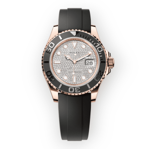 Pre-Owned Rolex Yatch-Master 40mm Rose Gold Diamond-Paved Dial OysterFlex 126655-0005