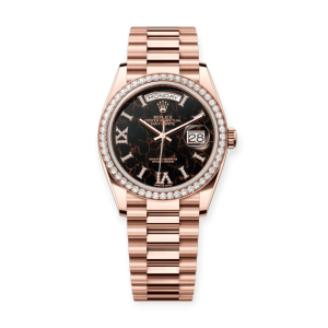 Pre-Owned Rolex DayDate 36mm Eisenkiesel Dial Diamond-Set BezelRose Gold President 128345RBR-0044