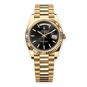 Pre-Owned Rolex Day-Date 40mm Yellow Gold Bright Black Dial 228238-0005 President