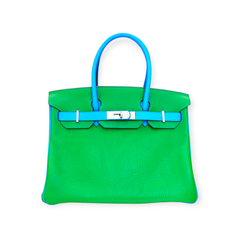 Pre-Owned Hermes Birkin 30 Mente / Blue Azteque Chevre PHW